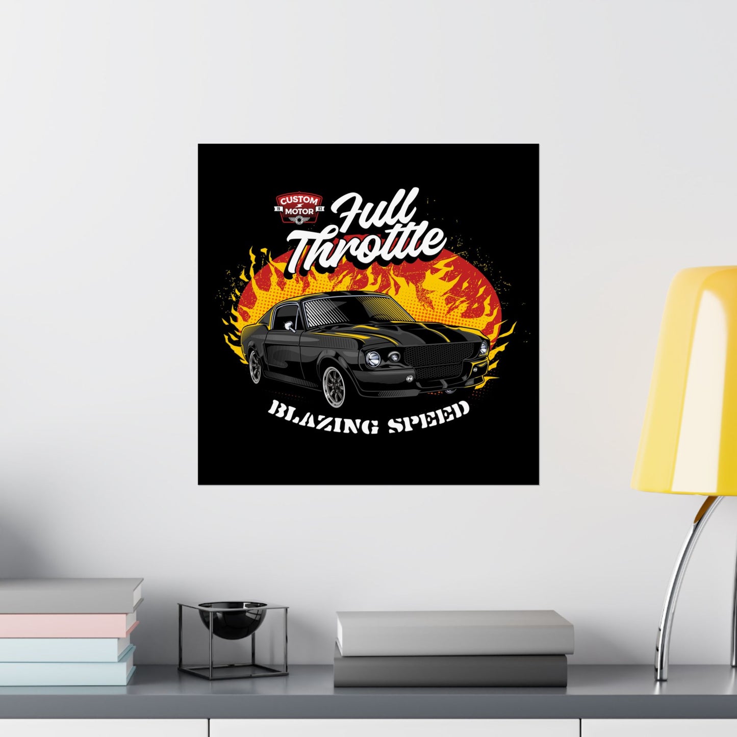 Full Throttle Vintage Car Poster - Blazing Speed Wall Art - CreativeRino