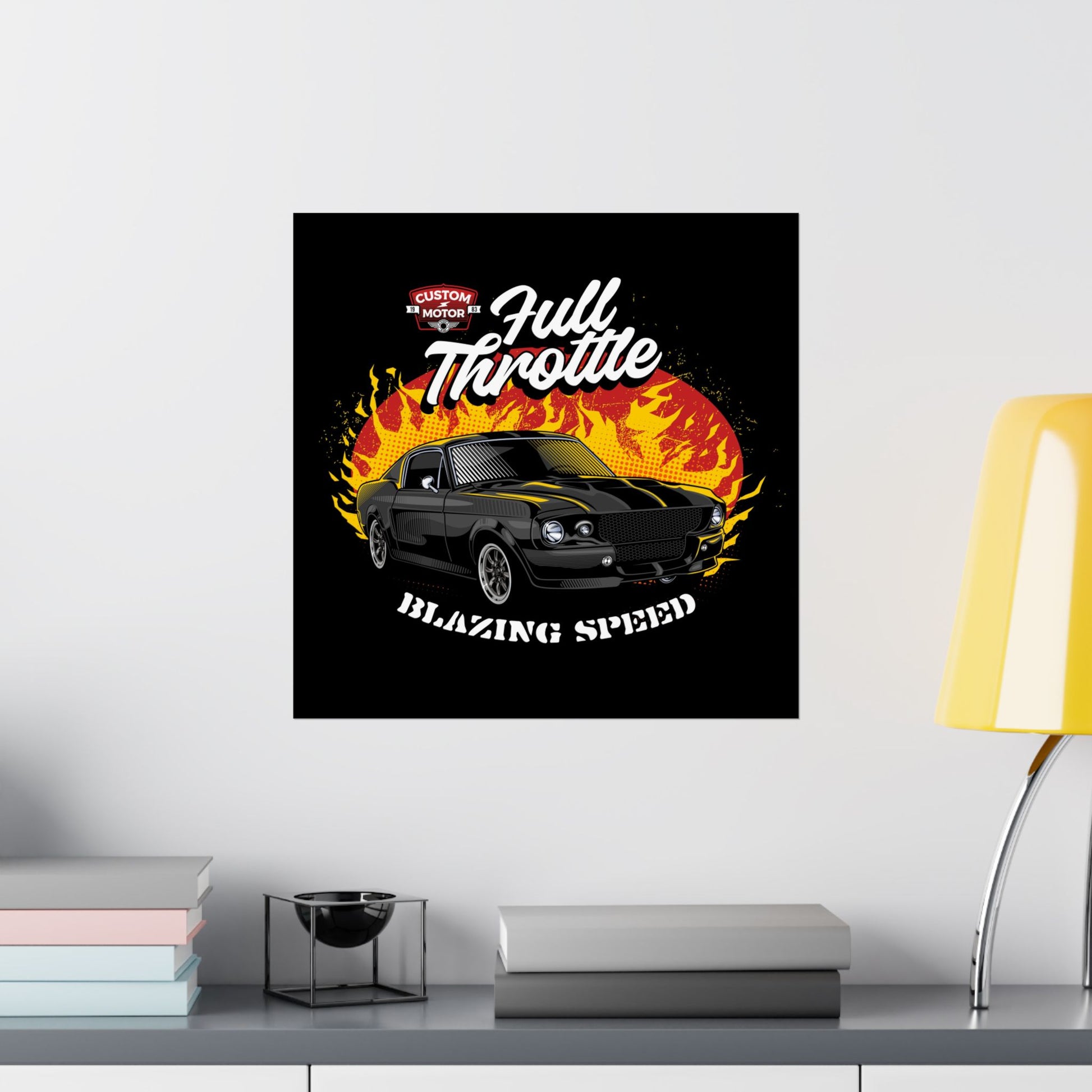 Full Throttle Vintage Car Poster - Blazing Speed Wall Art - CreativeRino
