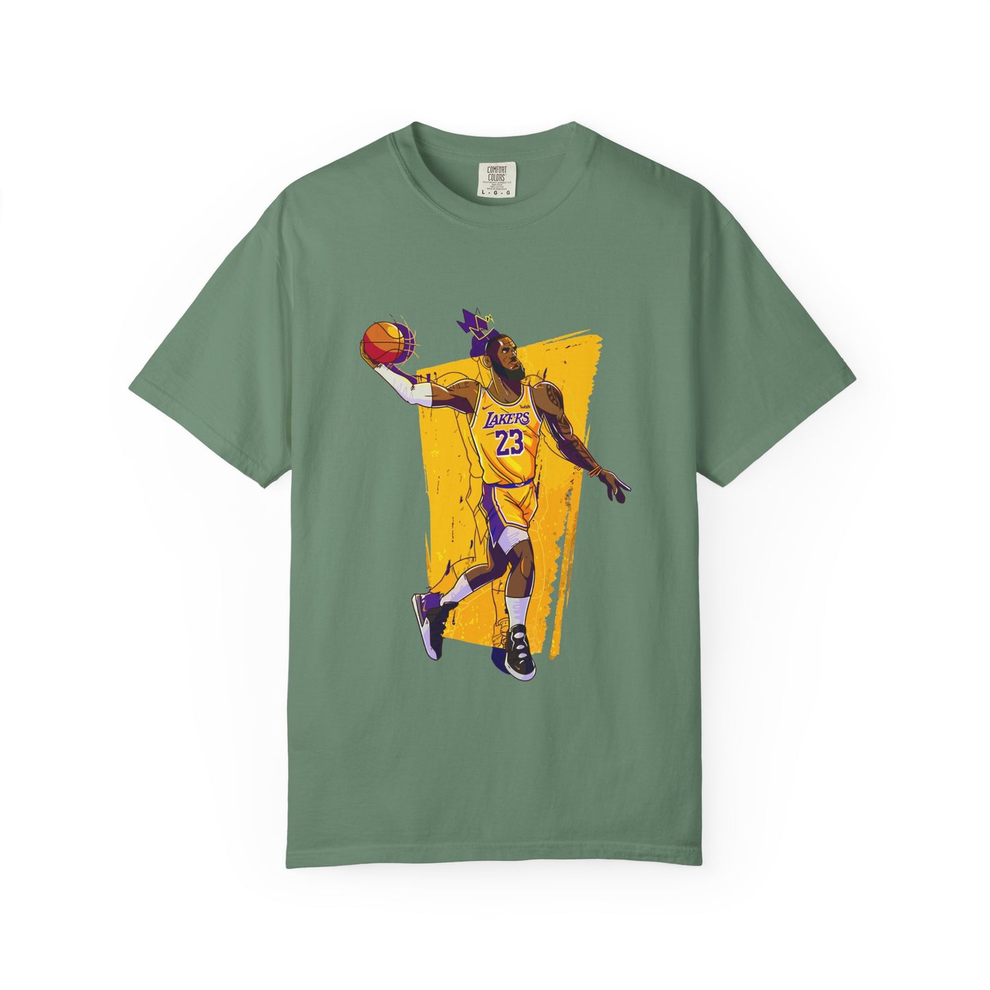 Lebron James Basketball Graphic Tee - Unisex Garment-Dyed T-shirt featuring Retro Player Design - CreativeRino