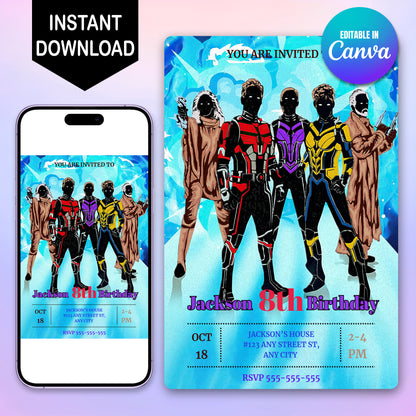 Ant Man Birthday Invitation Template - CreativeRino