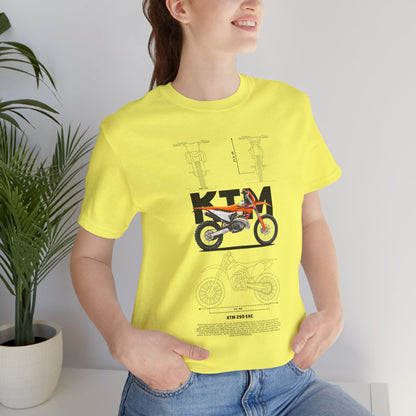 KTM 250 EXC Motorcycle Blueprint Unisex Jersey T-shirt - CreativeRino