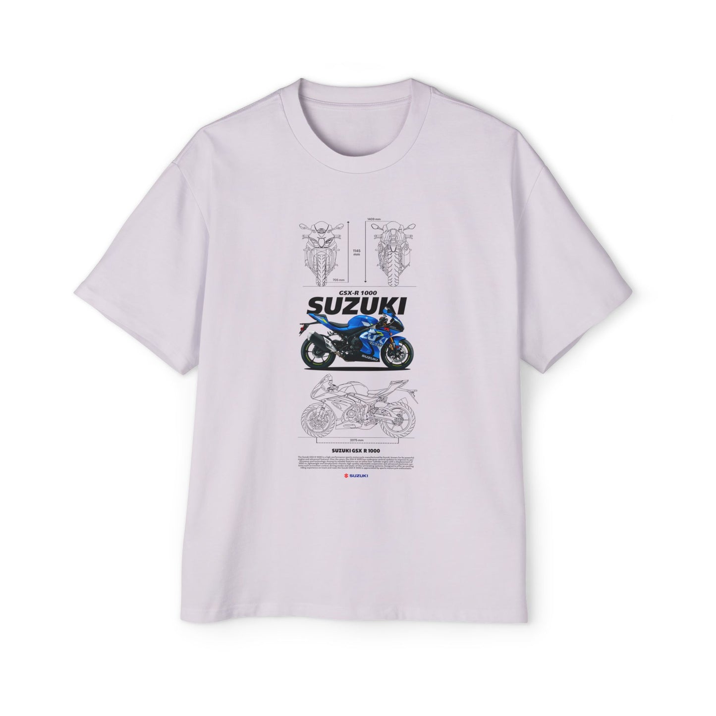 Suzuki GSX-R 1000 Men's Heavy Oversized Motorcycle T-shirt Graphic Casual Wear - CreativeRino