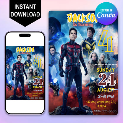 Ant Man Birthday Invitation Template - CreativeRino