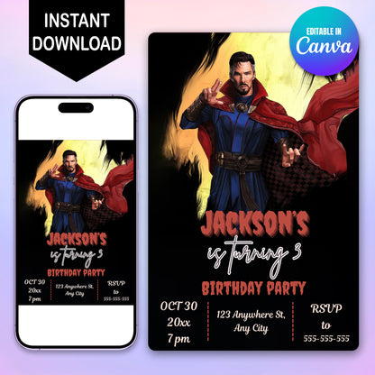 Doctor Strange Birthday Invitation Template - CreativeRino