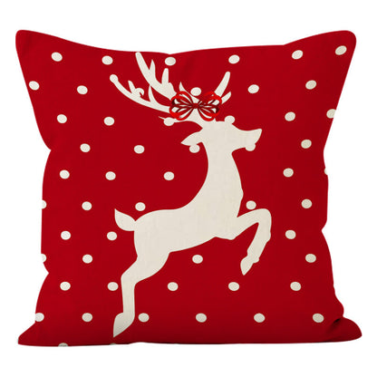 Linen Deer Print Lumbar Pillow Cover | Christmas Holiday Waist Cushion for Sofa Decor eprolo
