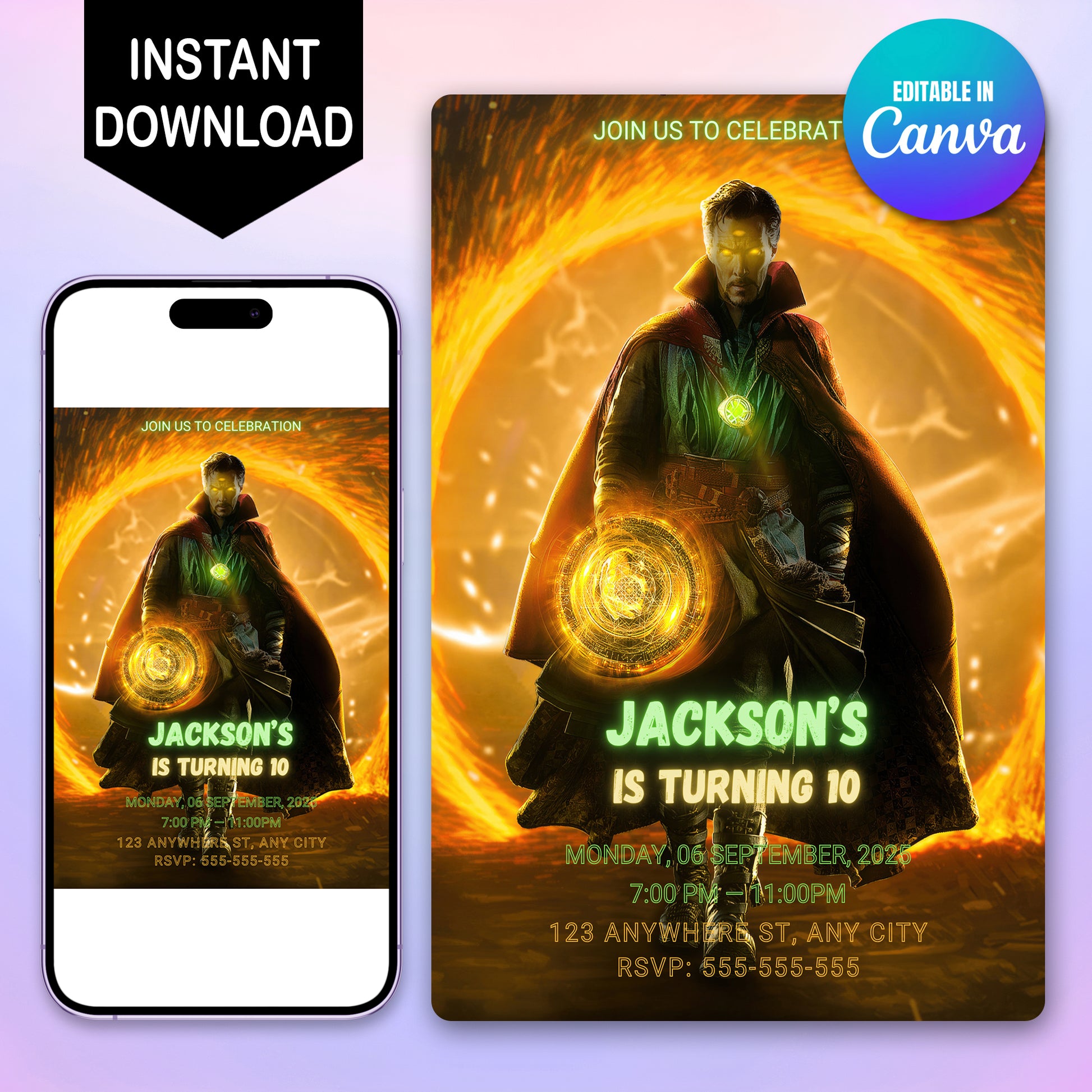 Doctor Strange Birthday Invitation Template - CreativeRino