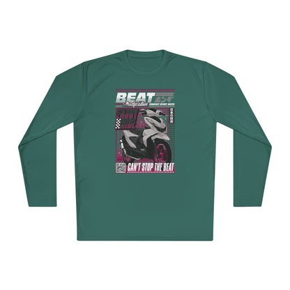 Unisex Lightweight Long Sleeve Tee - Motorcycle Theme T-shirt - "Can't Stop the Beat" Graphic - CreativeRino