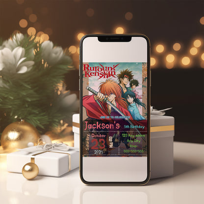 Rurouni Kenshin Birthday Invitation Template - CreativeRino