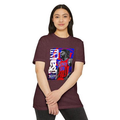 Isaiah Stewart Basketball Unisex CVC Jersey T-shirt - Vibrant Orange Graphic Tee - CreativeRino