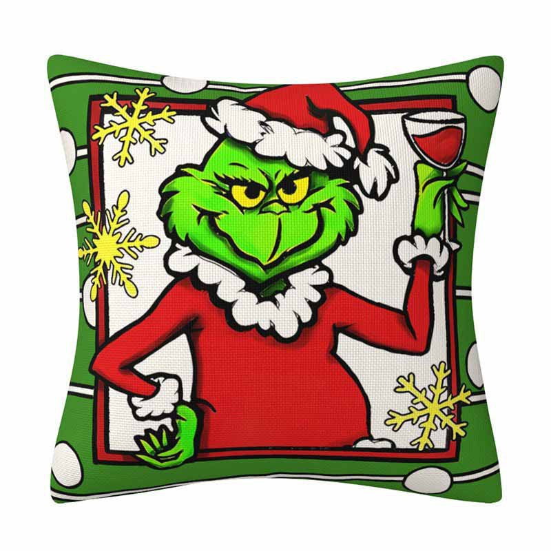 Grinch Christmas Pillow Cover Amazon Home Christmas Decoration Cushion Sofa Pillowcase Combination eprolo