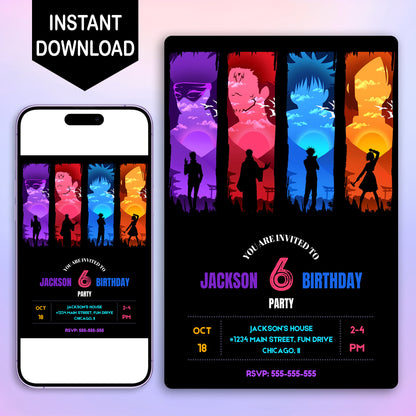 Jujutsu Kaisen Birthday Invitation Template - CreativeRino