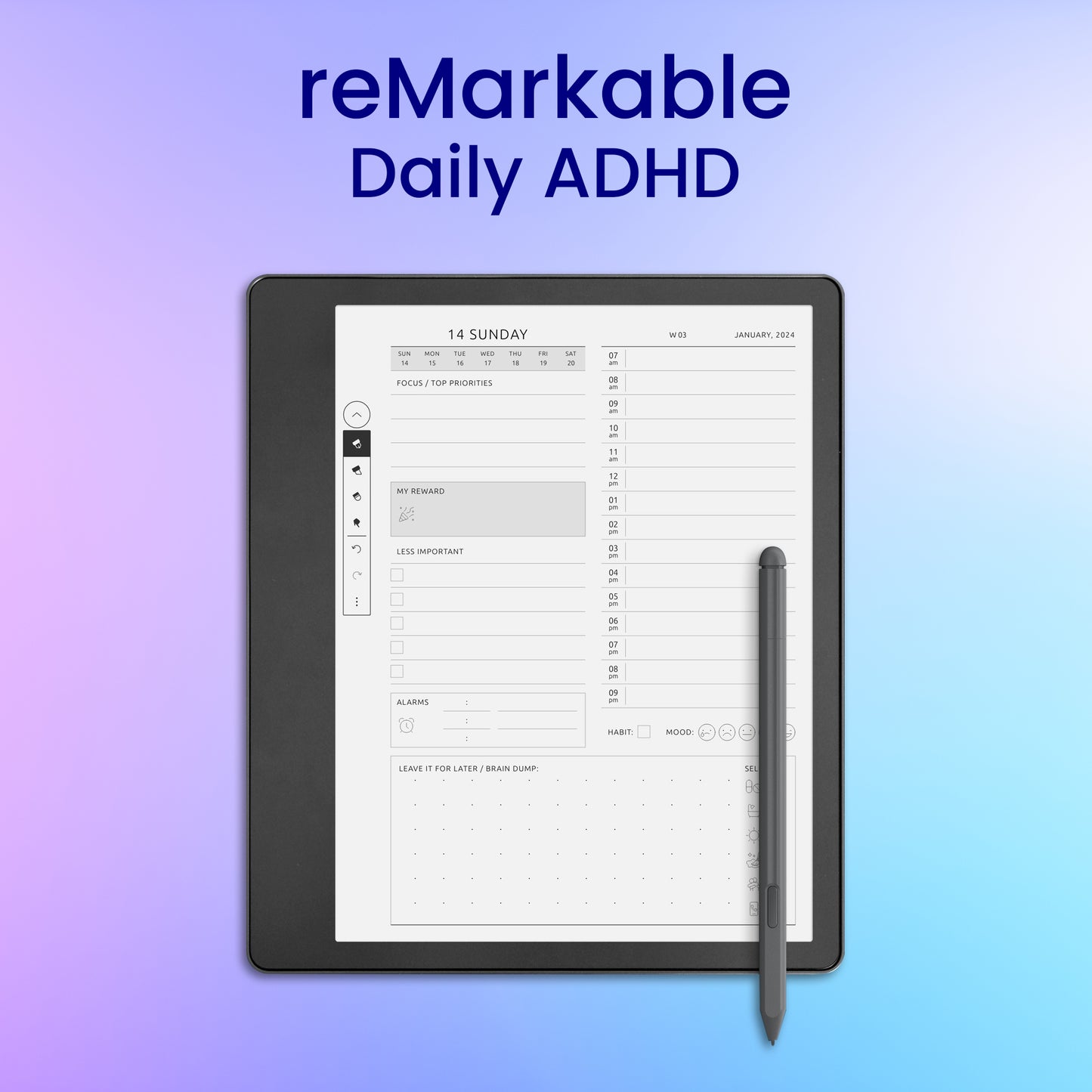 reMarkable 2 Daily ADHD Planner Template