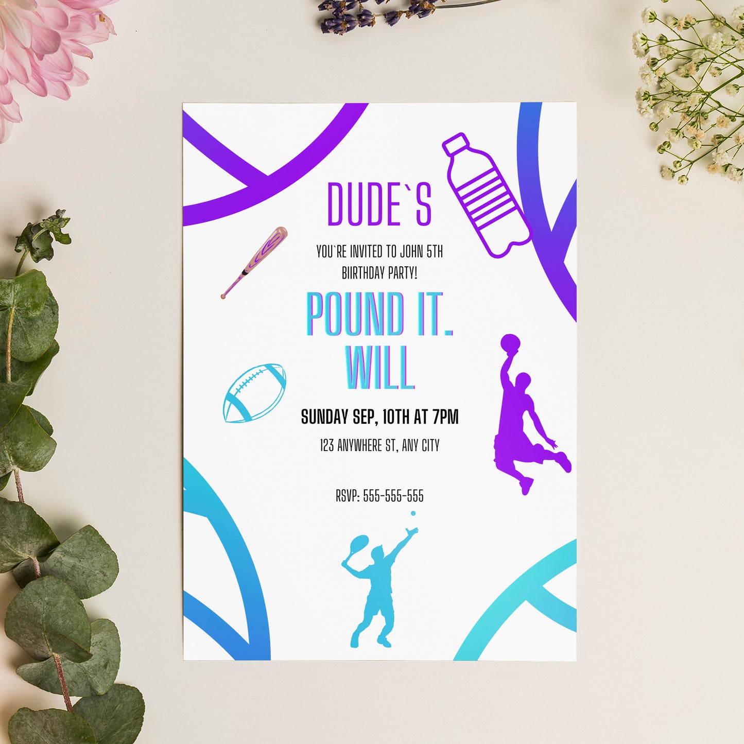 Dude Perfect Birthday Invitation Template