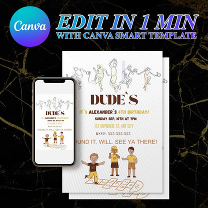 Dude Perfect Birthday Invitation Template CreativeRino