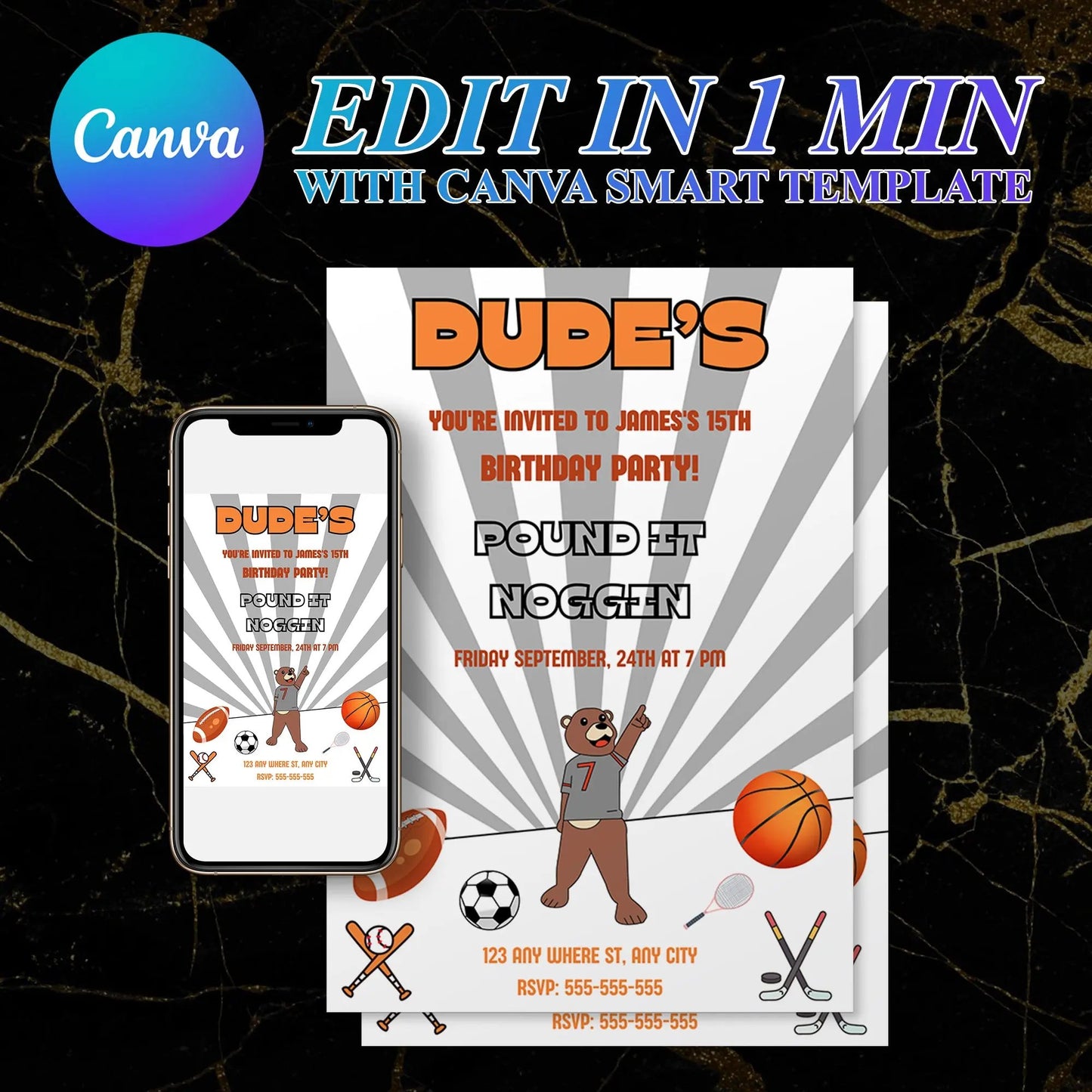 Dude Perfect Birthday Invitation Template CreativeRino