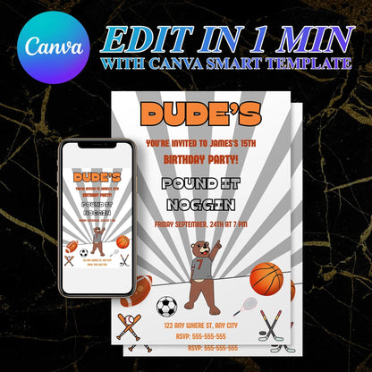 Dude Perfect Birthday Invitation Template CreativeRino