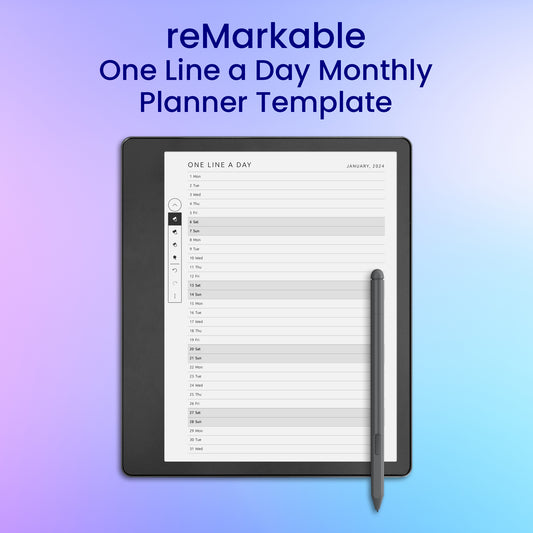 reMarkable 2 One Line a Day Monthly Planner Template