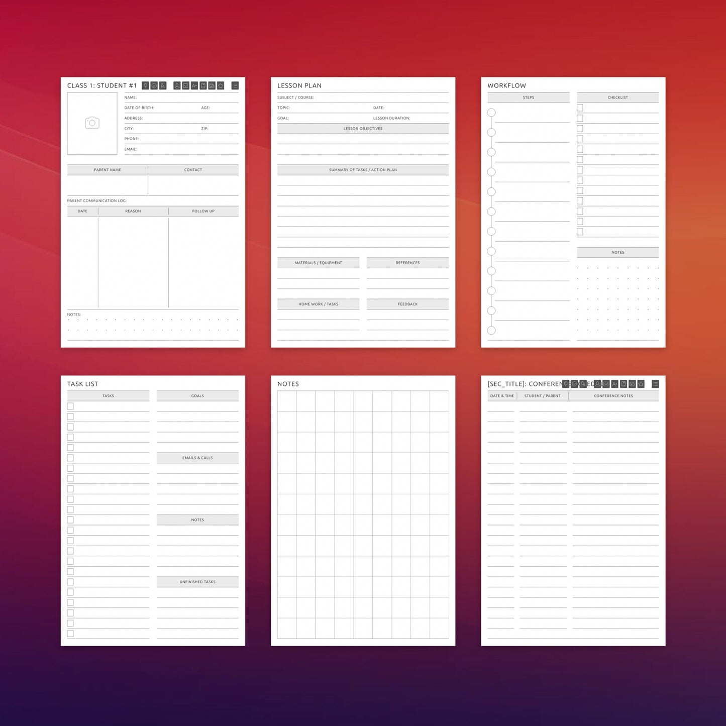 Supernote Teacher Planner Template