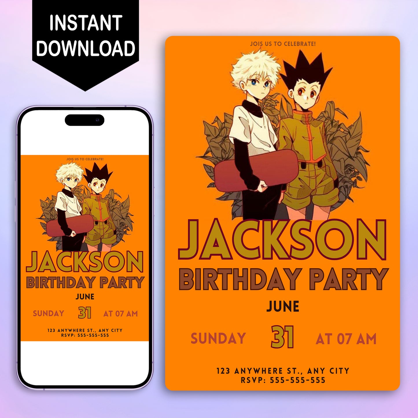 Hunter x Hunter Birthday Invitation Template - CreativeRino