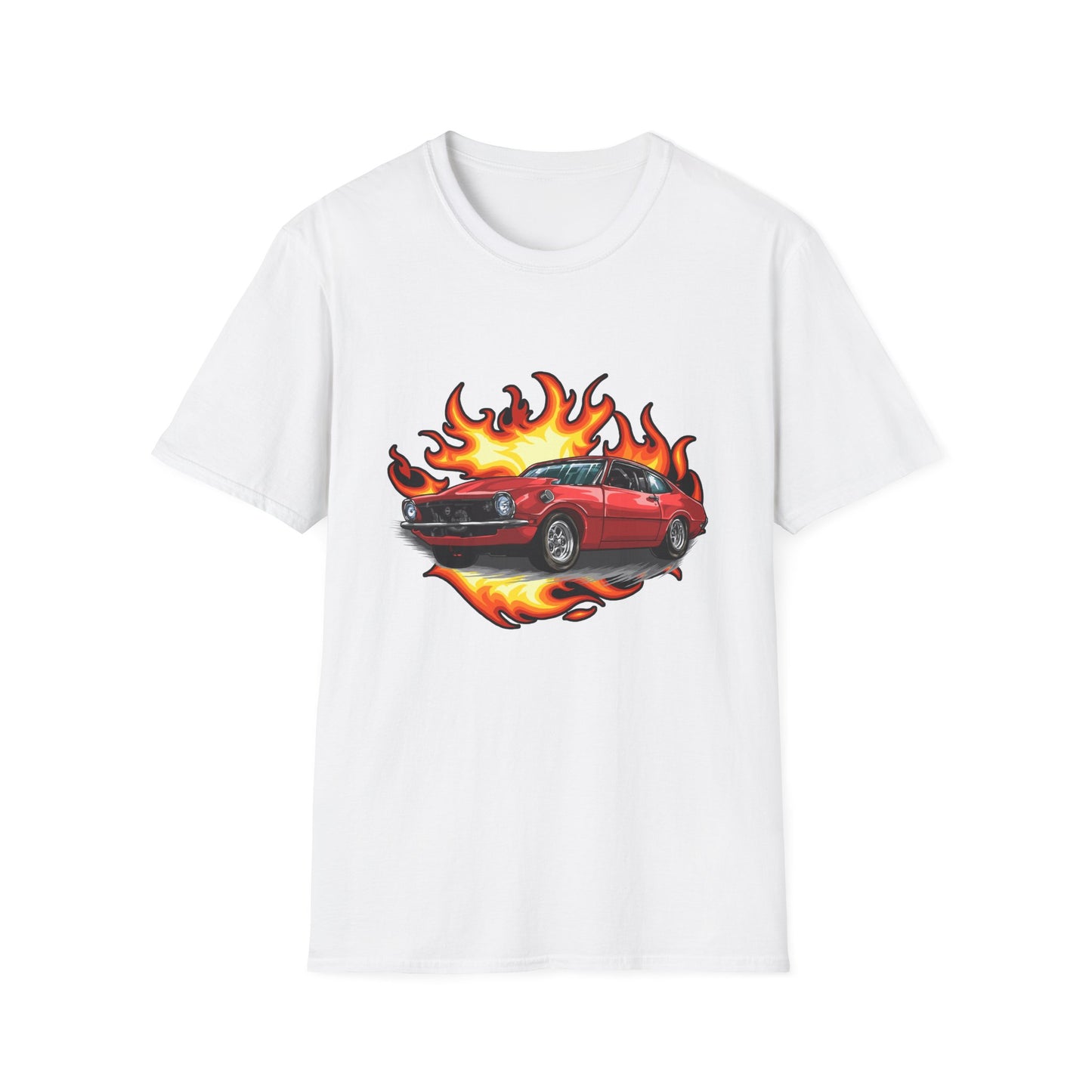 Retro Car Flames Unisex T-Shirt - CreativeRino