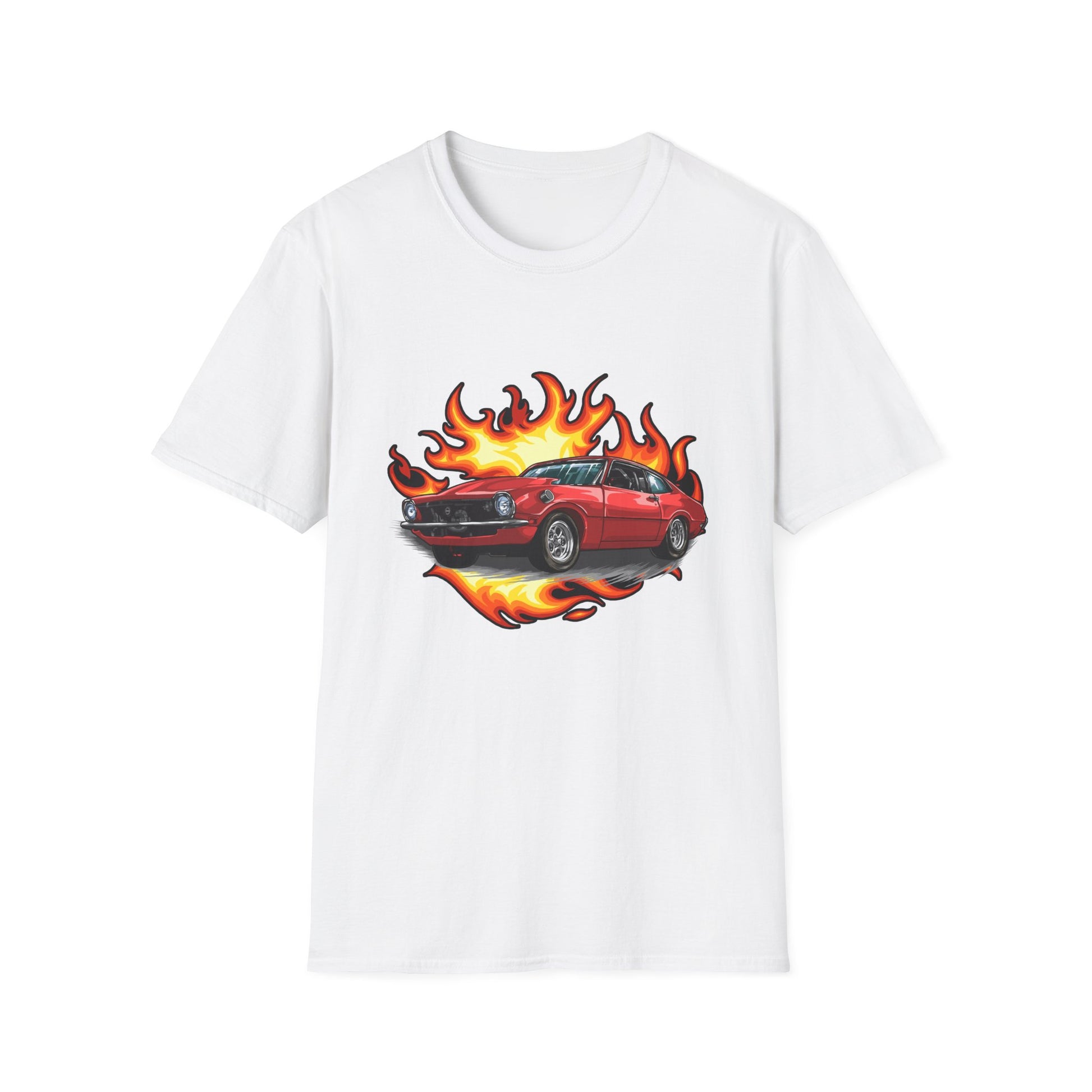 Retro Car Flames Unisex T-Shirt - CreativeRino