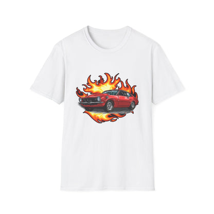 Retro Car Flames Unisex T-Shirt - CreativeRino