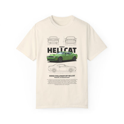 Dodge Charger SRT Hellcat Unisex Garment-Dyed T-Shirt - Car Enthusiast Apparel - CreativeRino