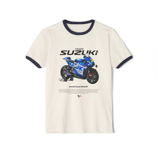 Suzuki Ecstar MotoGP Unisex Cotton Ringer T-Shirt - CreativeRino
