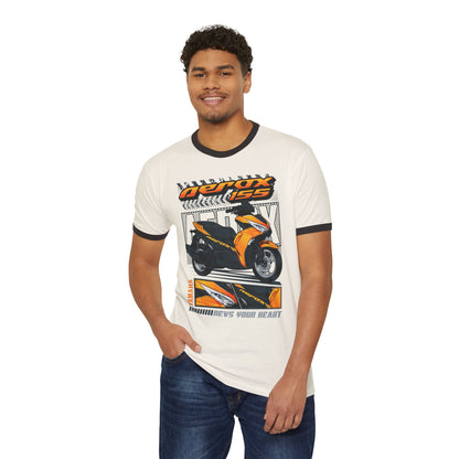 Yamaha Aerox Unisex Cotton Ringer T-Shirt - Rev Your Heart - CreativeRino