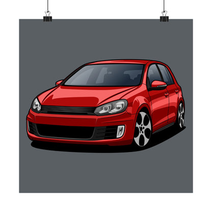 Red Sports Car Matte Square Poster - Perfect Poster for Car Enthusiasts - CreativeRino