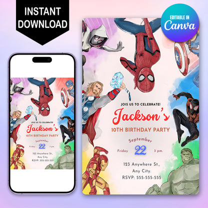 Avengers Secret Wars Birthday Invitation Template - CreativeRino
