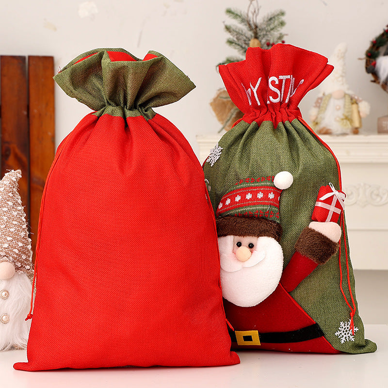 Santa Claus Drawstring Gift Bag | Children's Backpack Style Christmas Sack & Jewelry Pouch eprolo