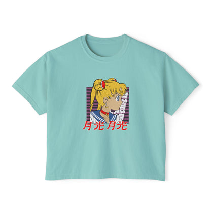 Sailor Moon Inspired Women's Boxy Tee - Cute Graphic T-shirt for Anime Fans - CreativeRino