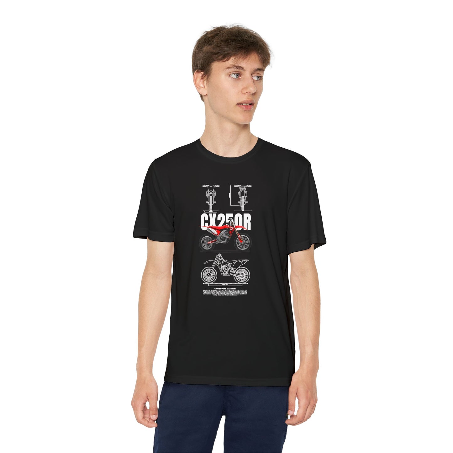 CX 250R Youth Motorcycle Competitor Tee - Stylish Graphic T-shirt for Young Riders - CreativeRino