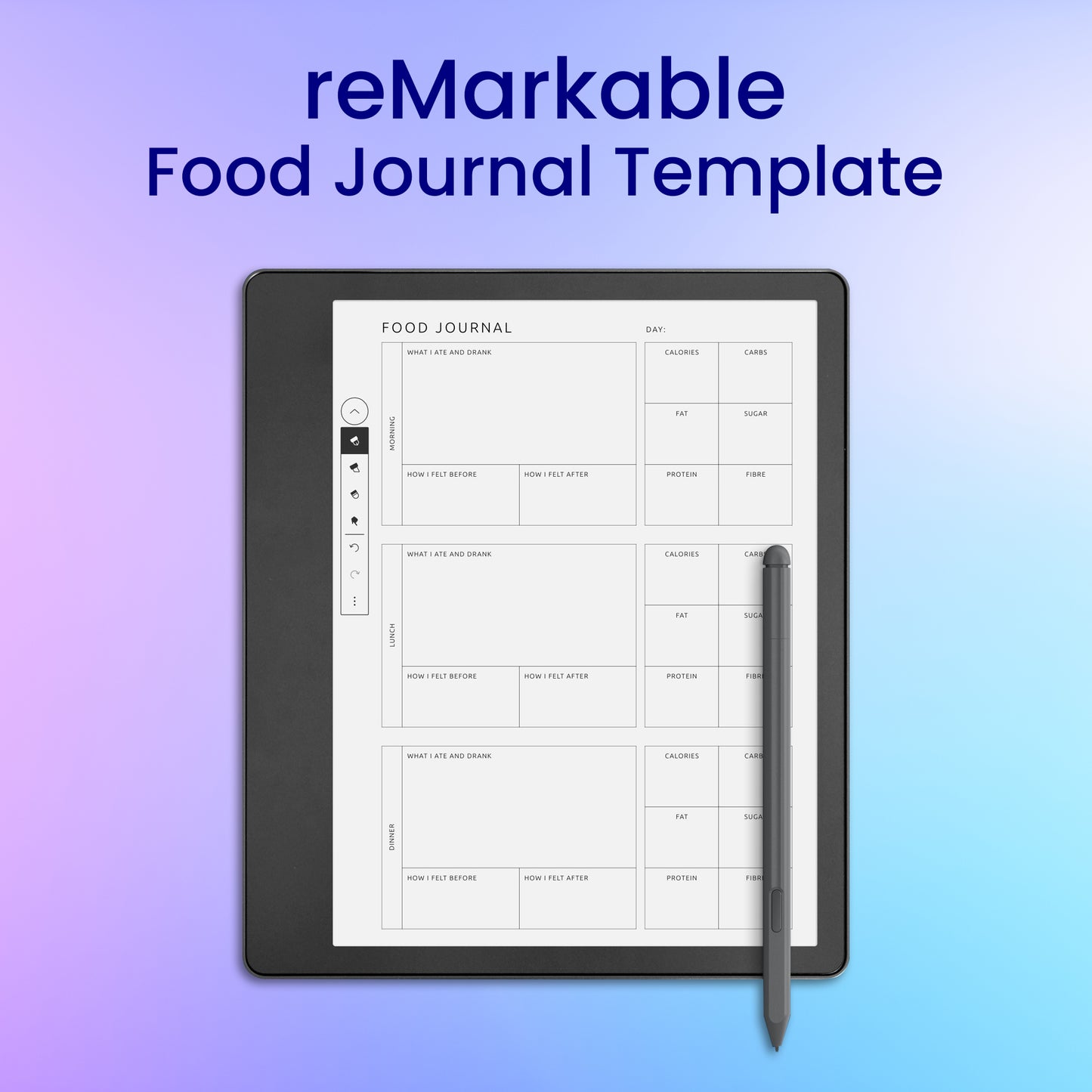 reMarkable 2 Food Journal Template Planner Template