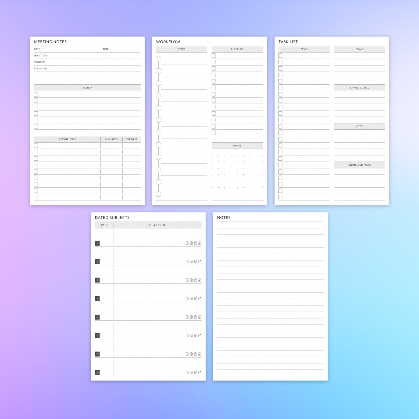 reMarkable 2 Business Meeting Notes Planner Template