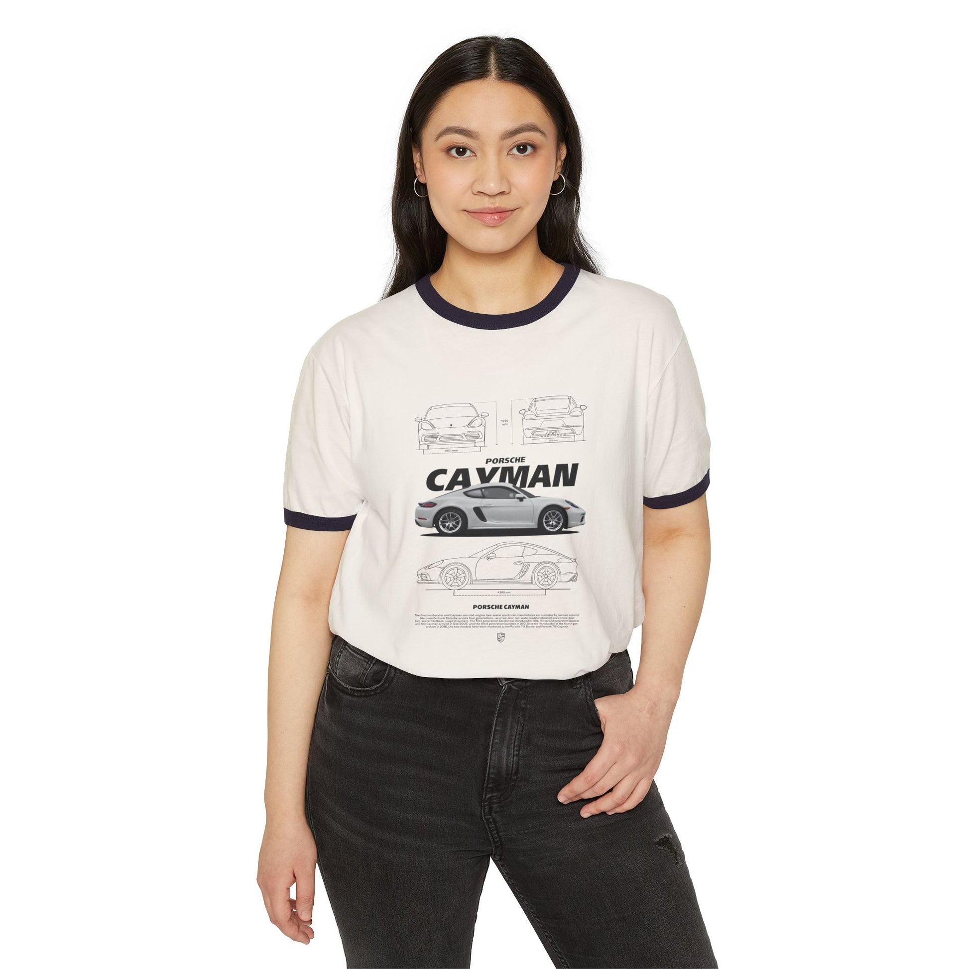 Porsche Cayman Unisex Cotton Ringer T-Shirt - Cool Car T-shirt - CreativeRino