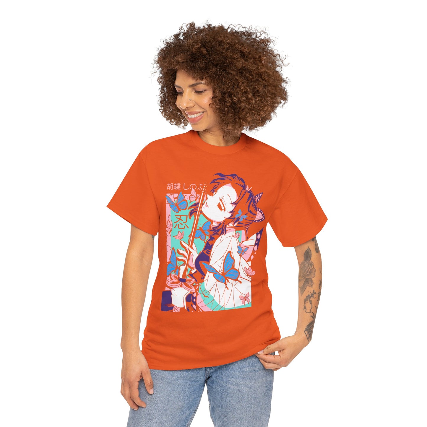 Butterfly Dreams Unisex Heavy Cotton Tee | Demon Slayer Inspired T-shirt Design - CreativeRino