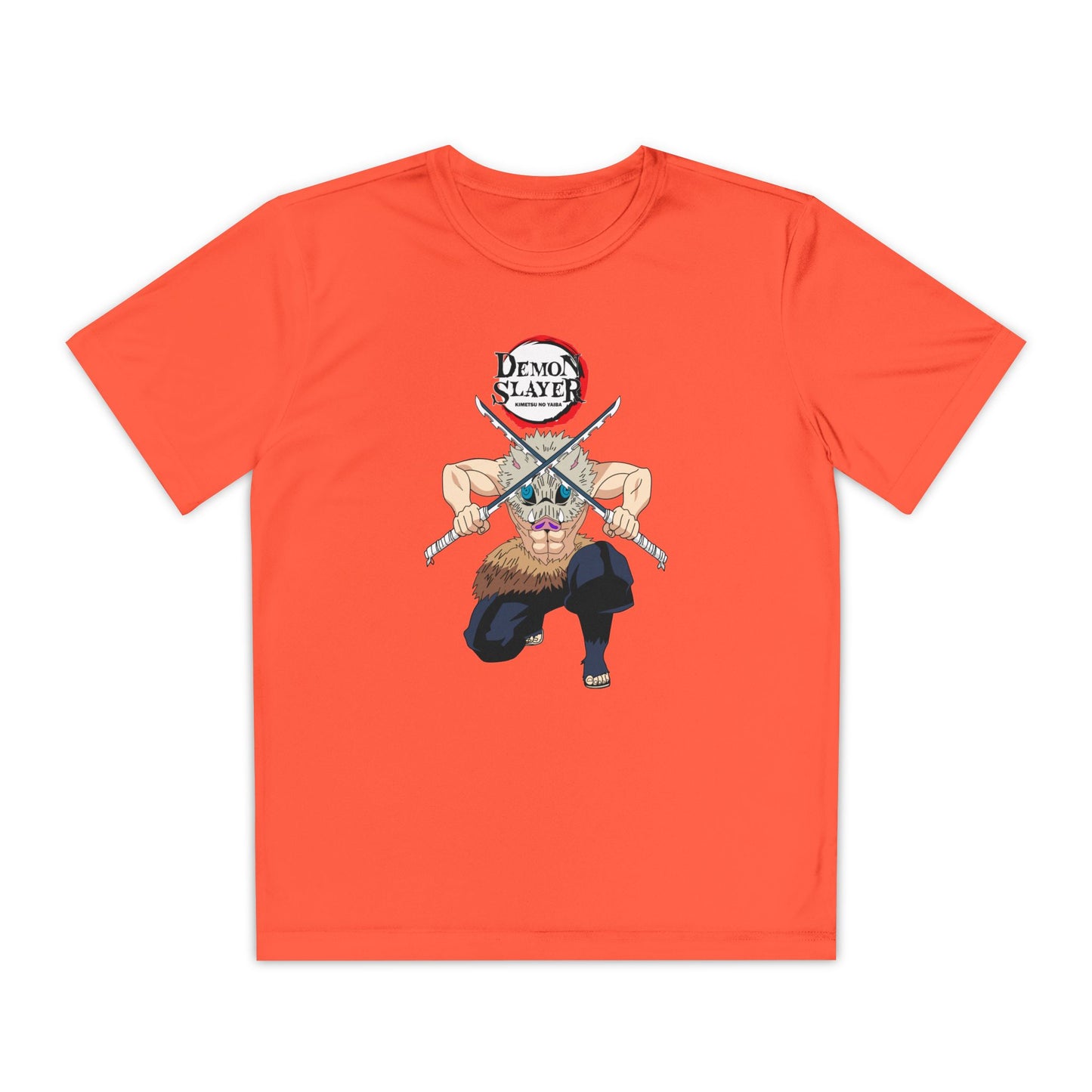 Youth Demon Slayer Competitor Tee - Bold Orange Anime T-shirt for Fans - CreativeRino