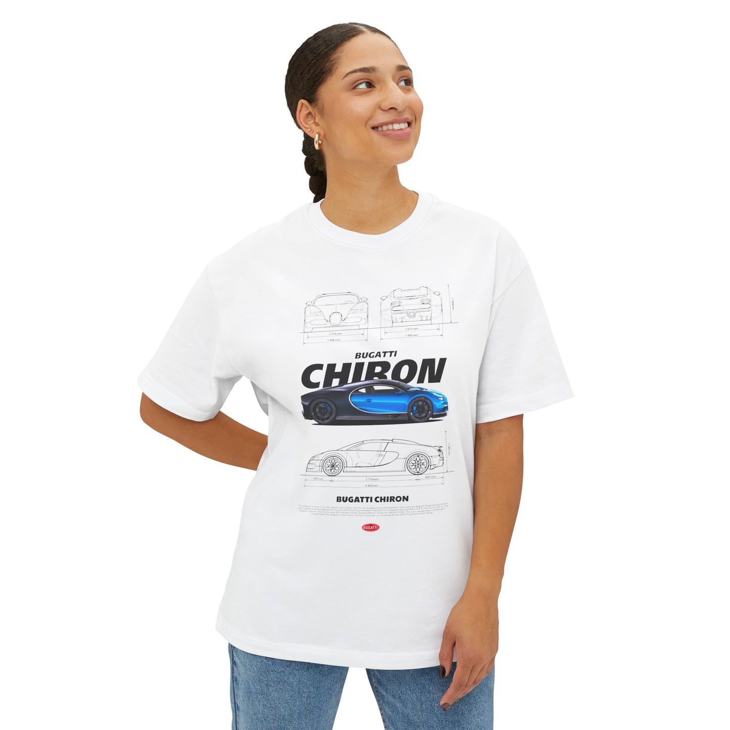 Bugatti Chiron Unisex Oversized Boxy Tee - Car T-shirt - CreativeRino