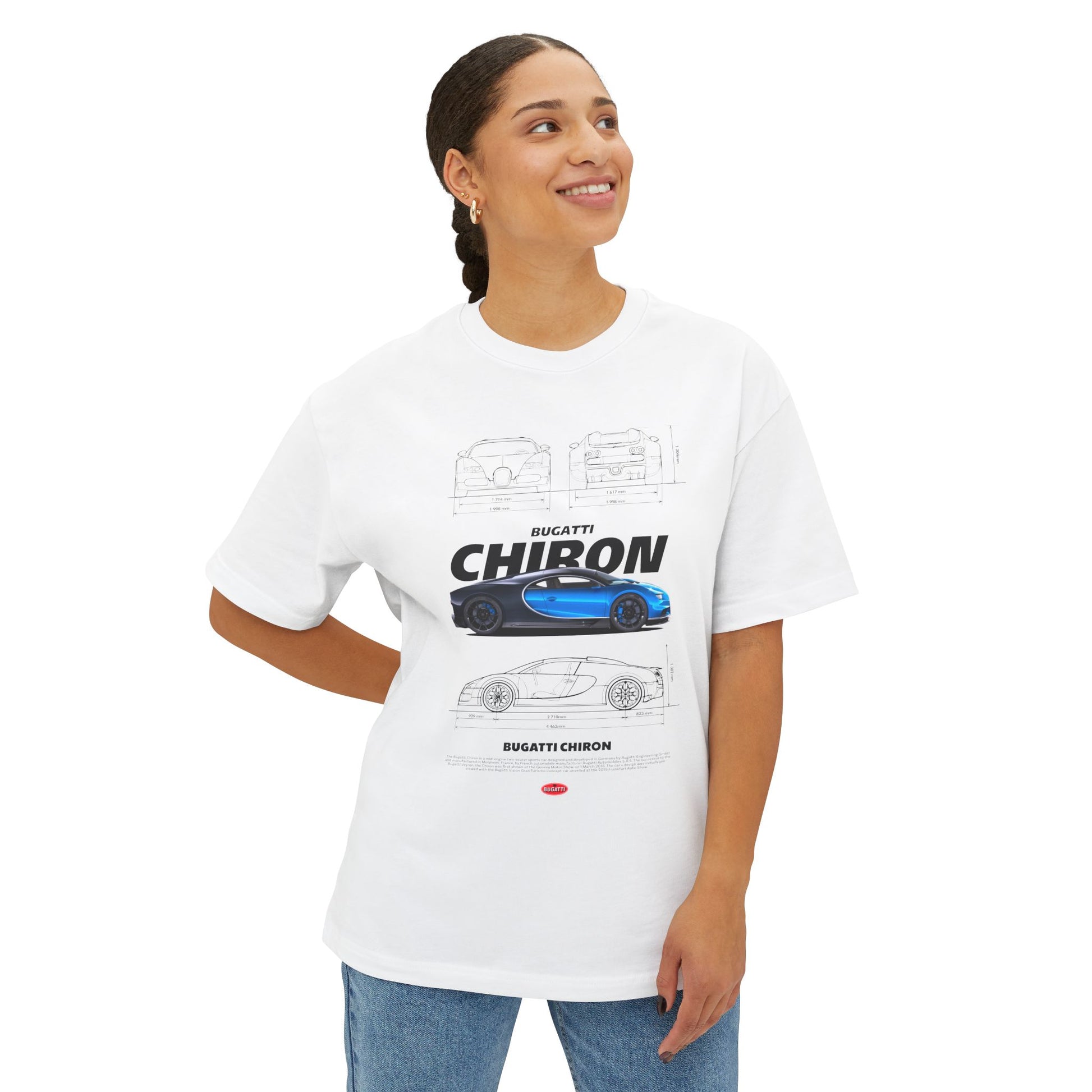 Bugatti Chiron Unisex Oversized Boxy Tee - Car T-shirt - CreativeRino