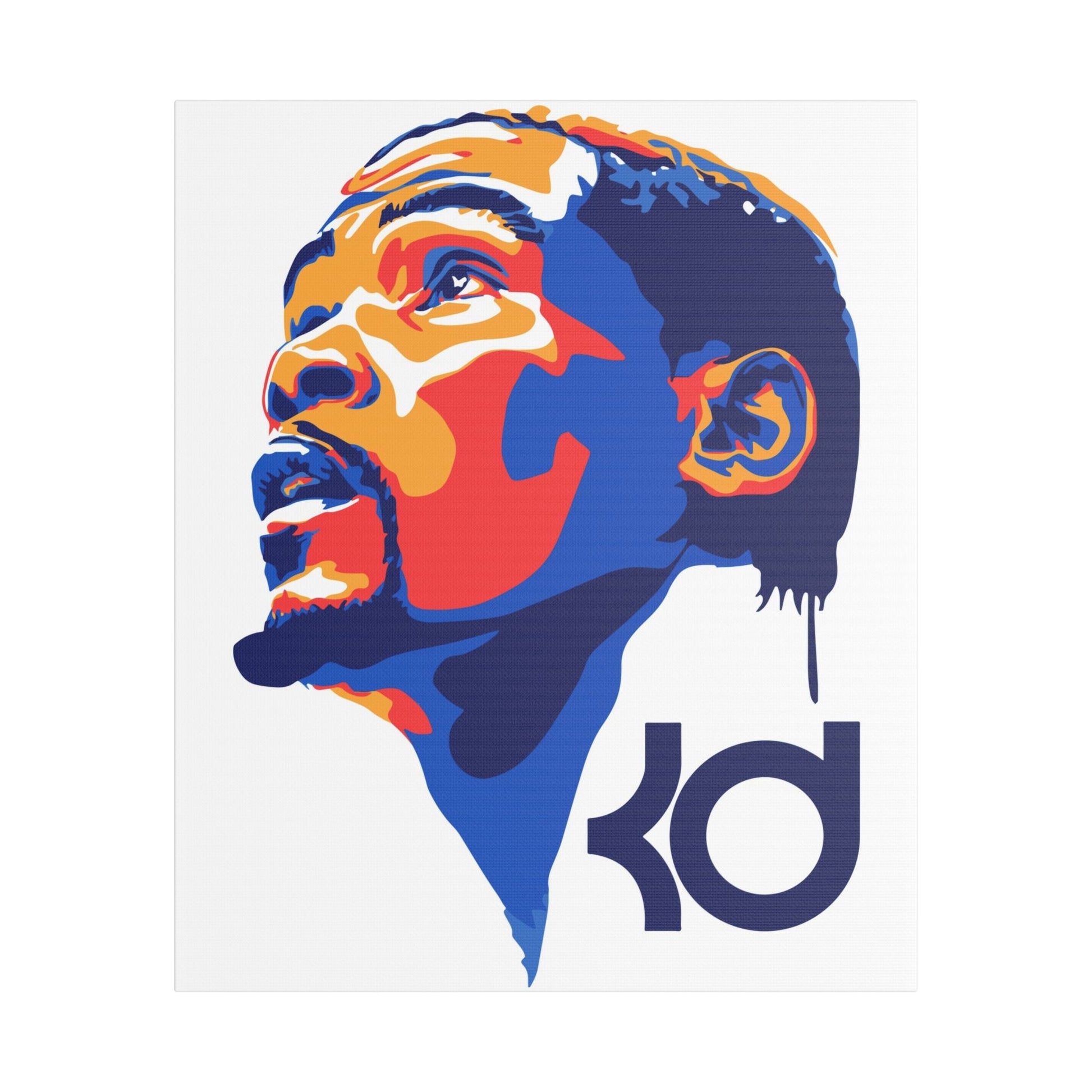 Basketball Satin Canvas Art Print - Kevin Durant Portrait - CreativeRino
