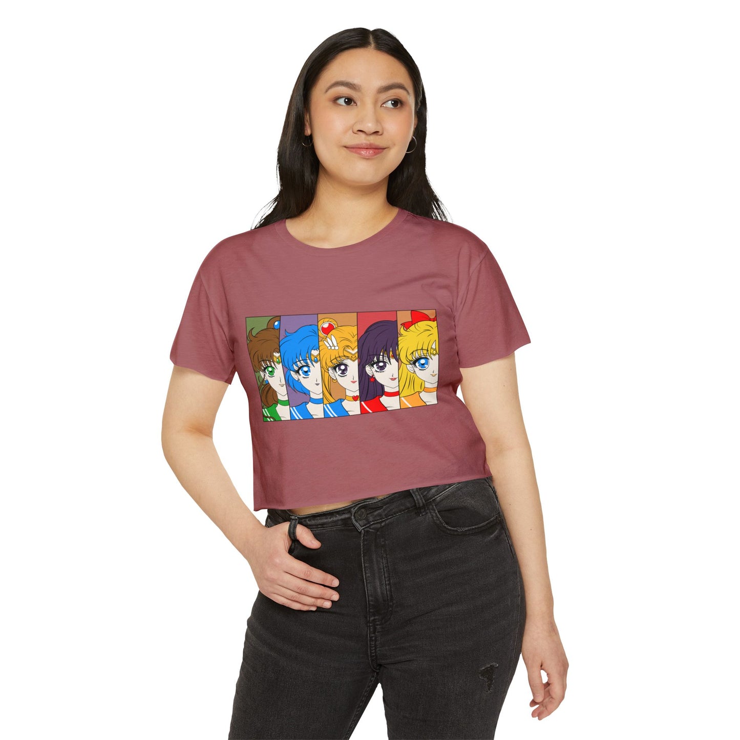 Sailor Moon Women Festival Crop Top - Retro Anime Character Design - CreativeRino