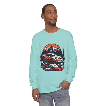 Mountain Adventure Long Sleeve T-Shirt - Unisex Garment-Dyed Shirt - CreativeRino