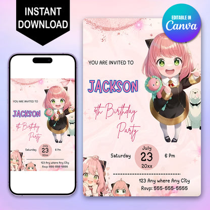 Spy × Family Birthday Invitation Template - CreativeRino
