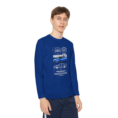 Subaru Impreza Youth Long Sleeve Tee - Coo l Car Design for Young Automotive Enthusiasts - CreativeRino