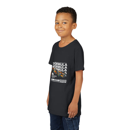 Formula 1 Racing Club Youth Tee - Cool Black Short Sleeve T-shirt for Young Fans - CreativeRino