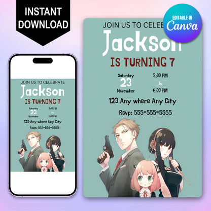 Spy × Family Birthday Invitation Template - CreativeRino