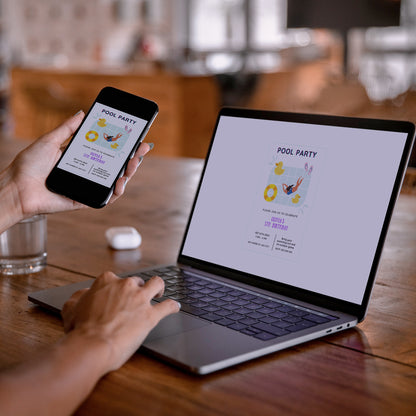 Pool Birthday Party Invitation Template - CreativeRino