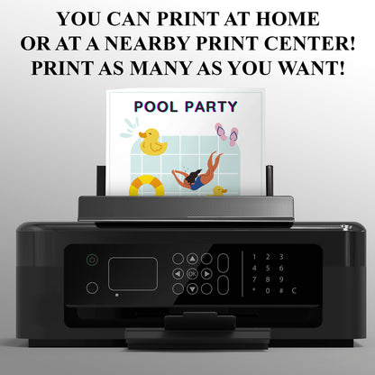 Pool Birthday Party Invitation Template - CreativeRino